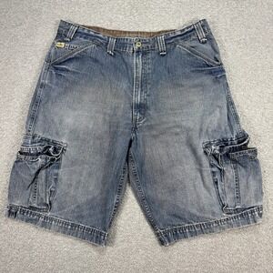 Y2K Levi's Signature Cargo Shorts Men's 36 Blue Medium Wash Baggy Fit Workwear